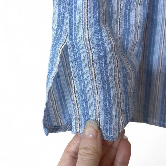 Savannah Jane Striped Embroidered Floral Blouse Large Blue - Picture 5 of 6